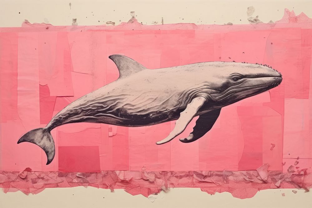 Pink whale painting dolphin animal. 