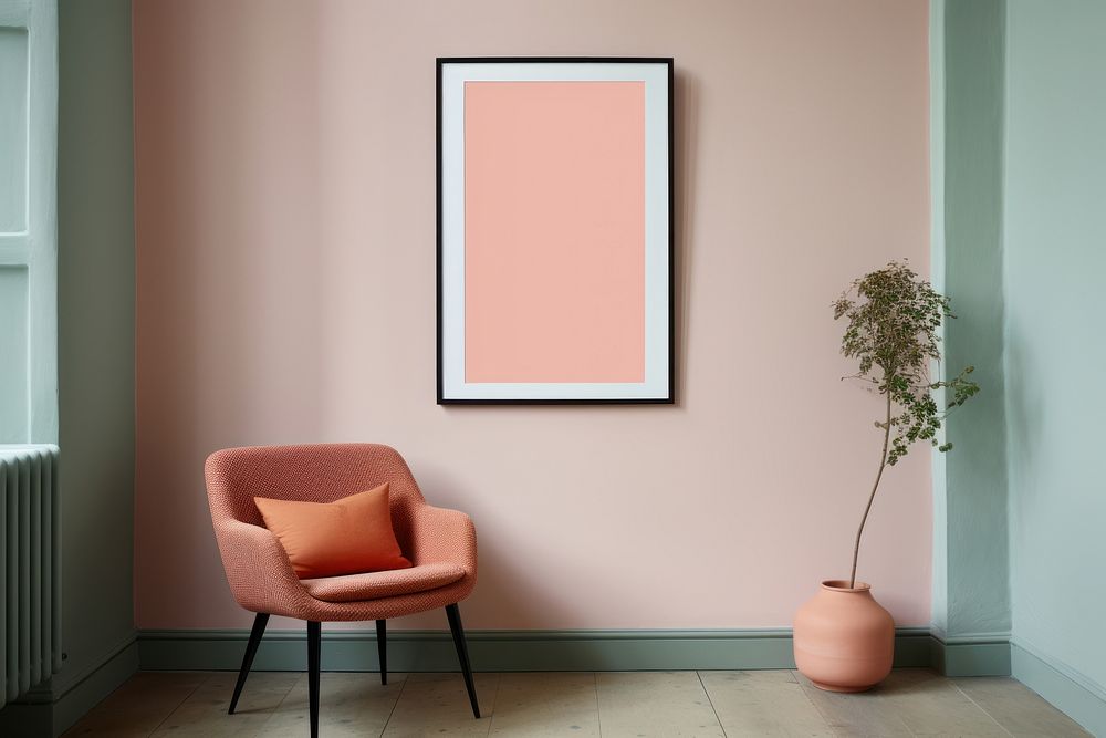 Photo frame in a pink living room. AI generated image by rawpixel.