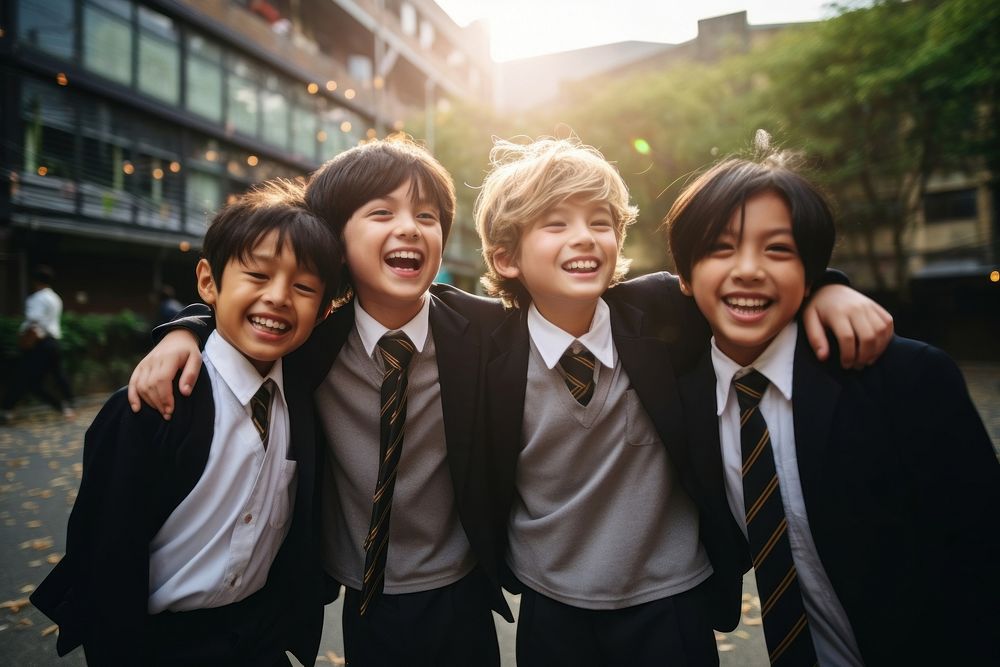 Diversity laughing portrait school.