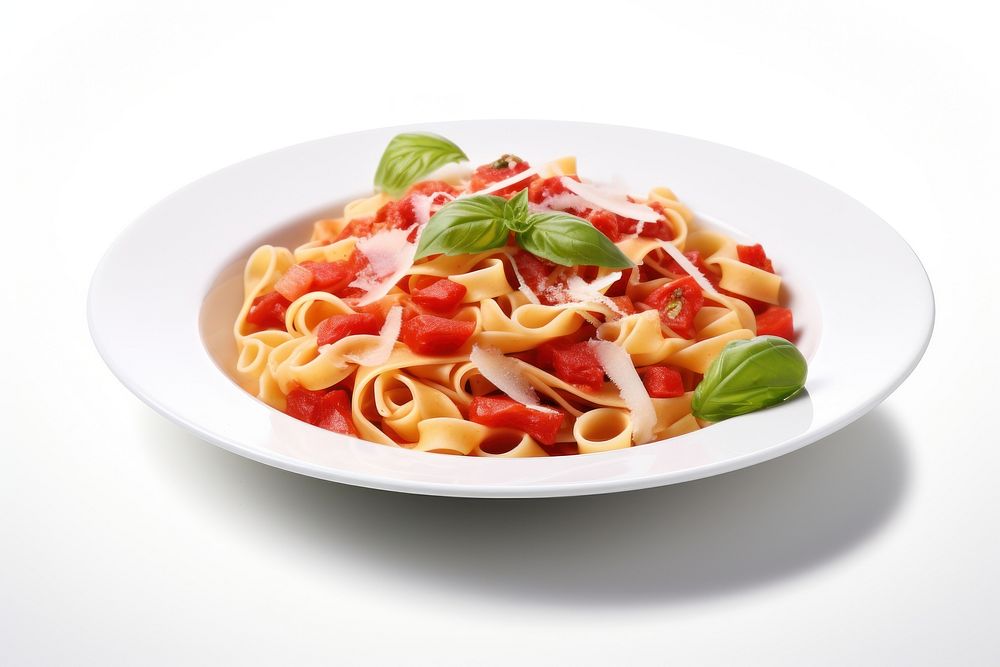 Pasta dish plate food white background. AI generated Image by rawpixel.