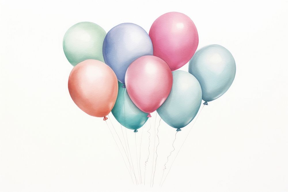 Balloon celebration birthday anniversary mid-air drawing. AI generated Image by rawpixel.