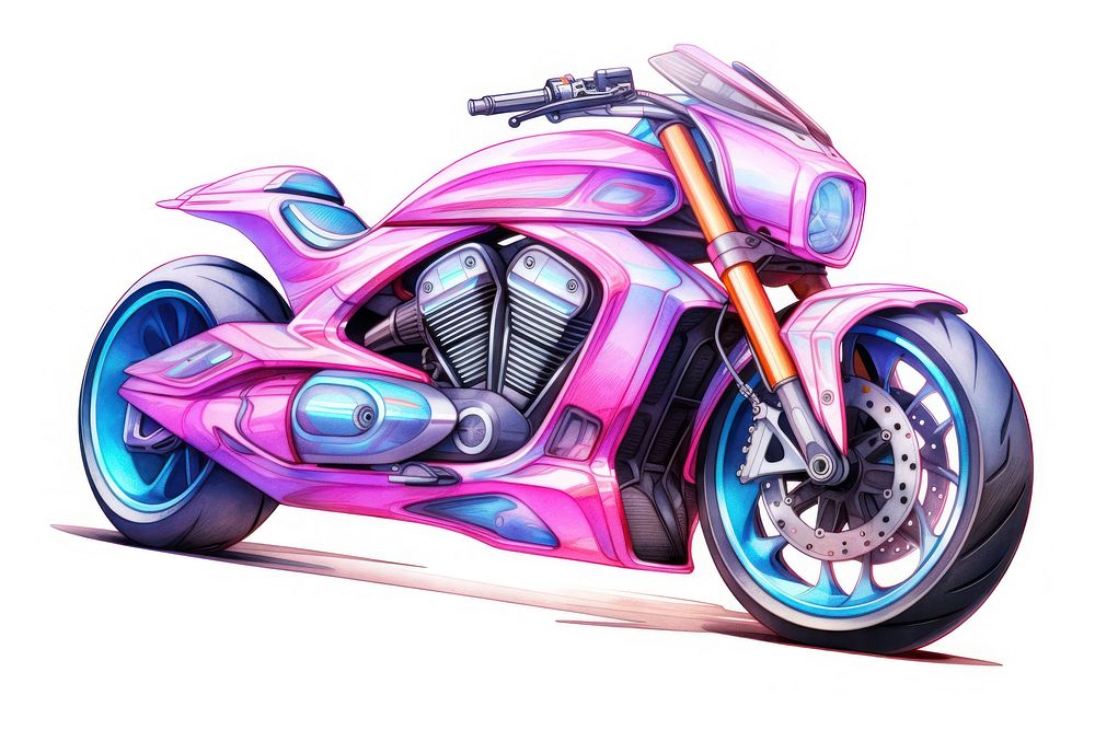 Electric motorcycle vehicle drawing white background. AI generated Image by rawpixel.