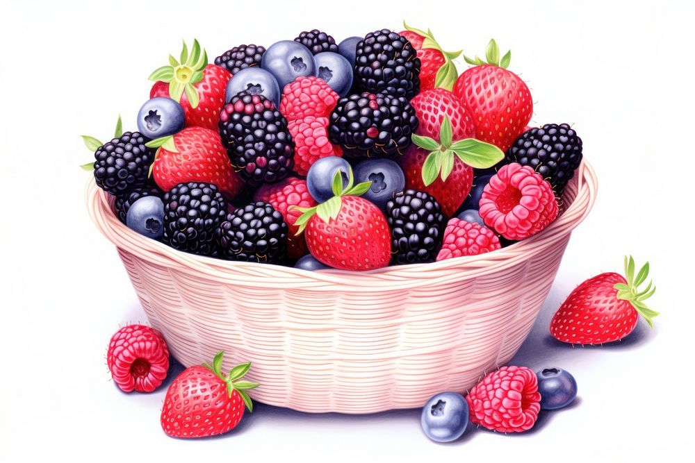 Mix berries basket strawberry blackberry blueberry. AI generated Image by rawpixel.