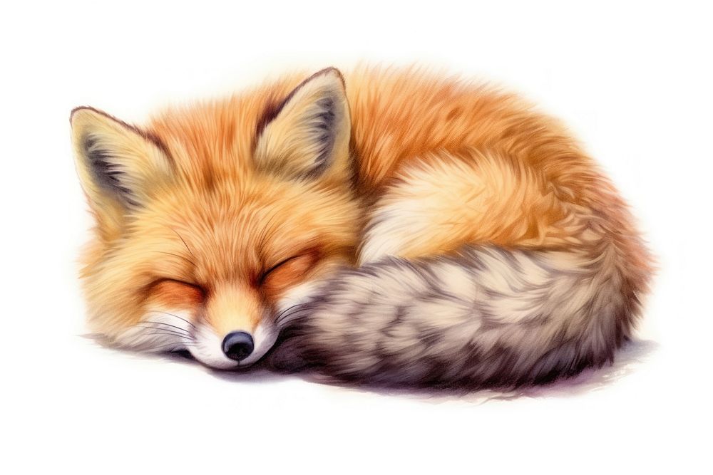 Sleepy fox wildlife animal mammal. AI generated Image by rawpixel.