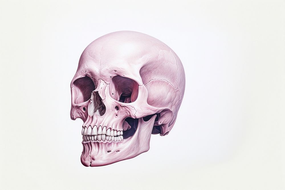 Skeleton white background anthropology biology. 