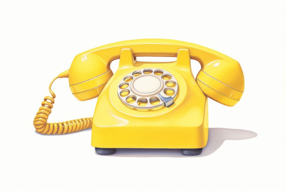 Yellow phone white background electronics technology. AI generated Image by rawpixel.