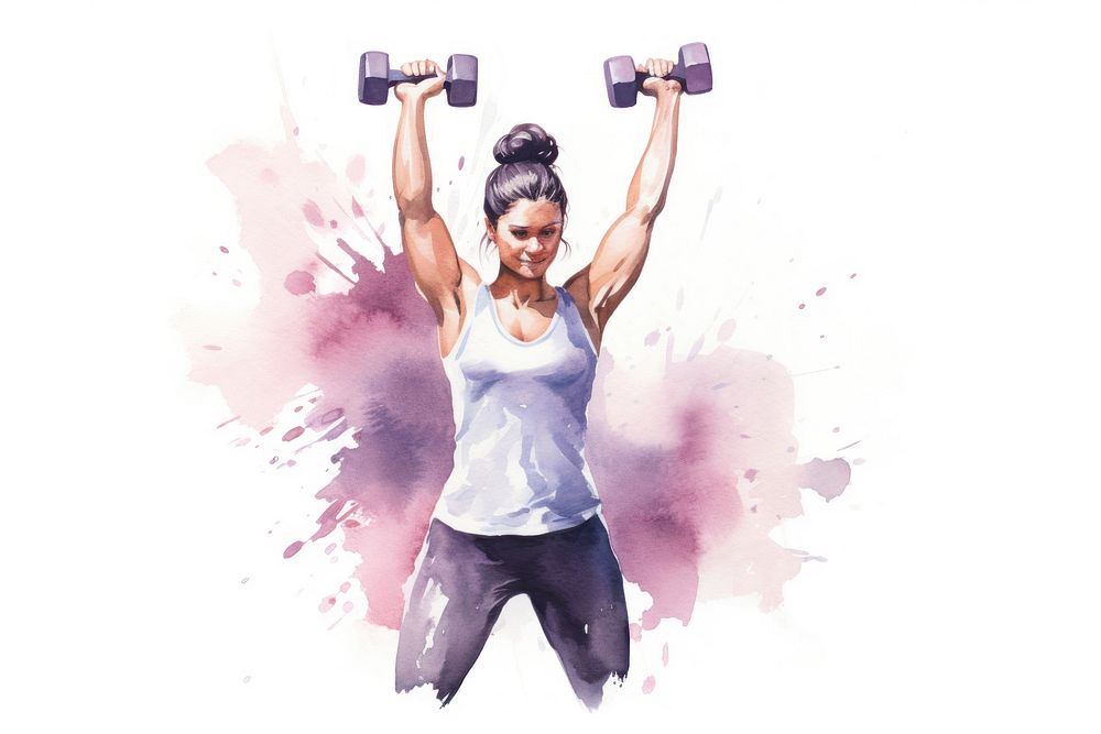 Active woman using a dumbbells sports gym white background. AI generated Image by rawpixel.