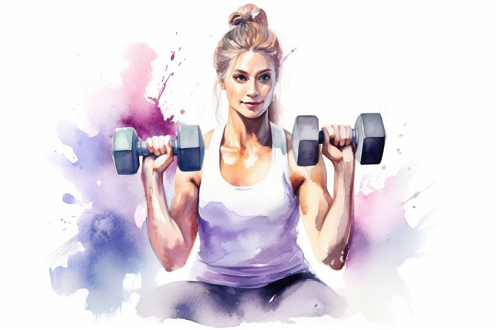 Active woman using a dumbbells sports adult gym. AI generated Image by rawpixel.