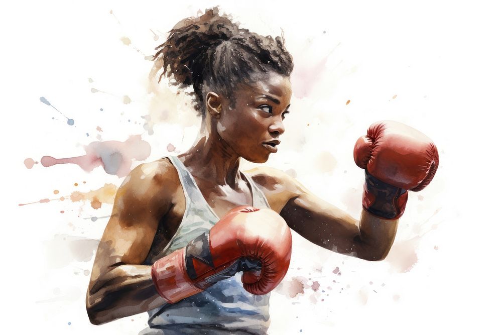 African woman plaing boxing punching sports determination. AI generated Image by rawpixel.