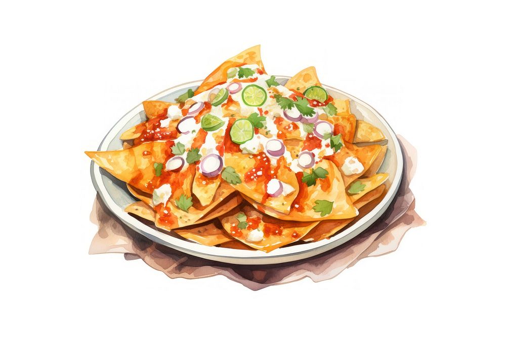 Mexican Chilaquiles plate food white background. AI generated Image by rawpixel.