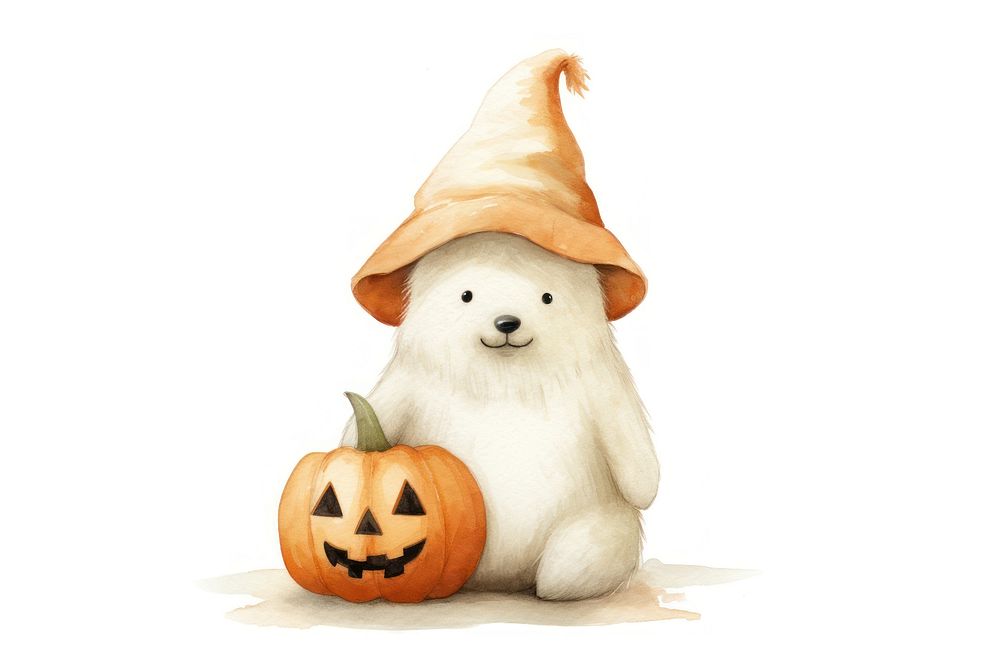 Cute white bear pumpkin anthropomorphic vegetable. 