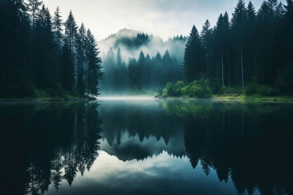 Tranquil scene reflection forest landscape | Free Photo - rawpixel