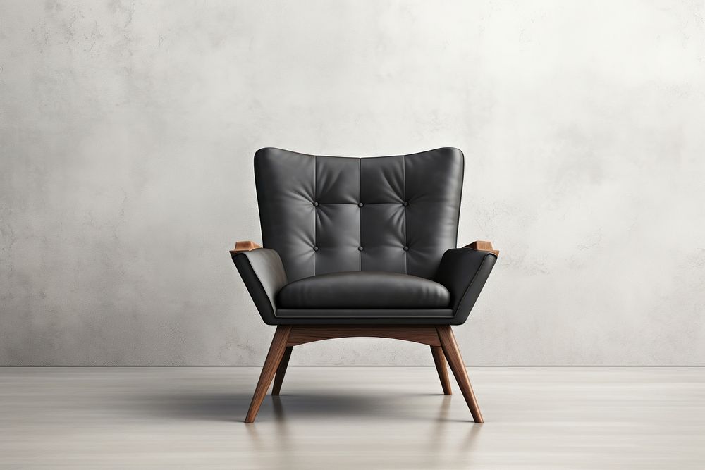 Minimal black armchair furniture architecture comfortable. AI generated Image by rawpixel.