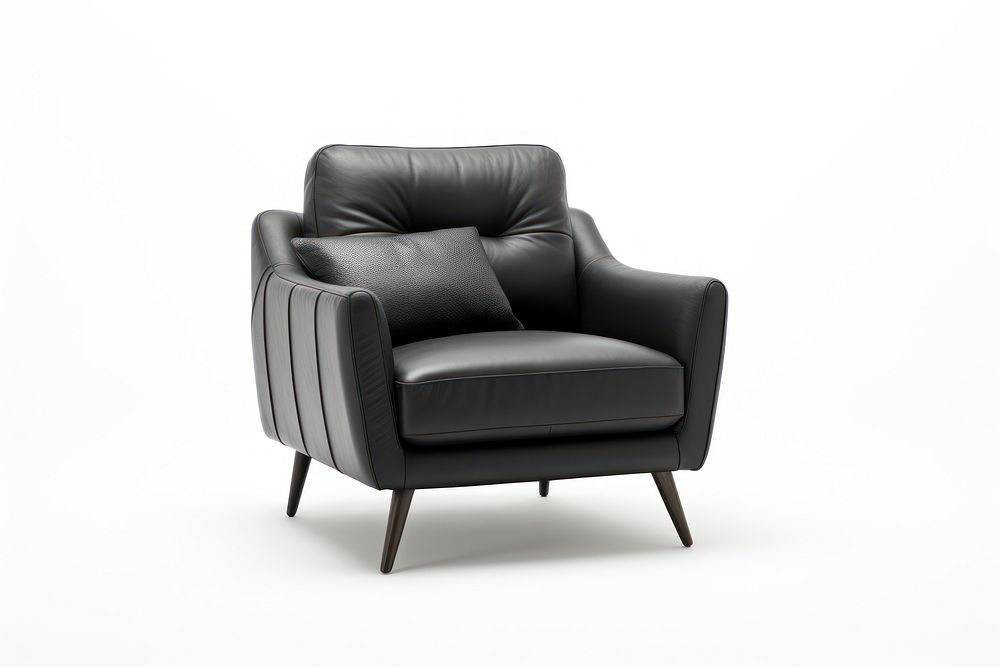 Minimal black armchair furniture white background comfortable. AI generated Image by rawpixel.