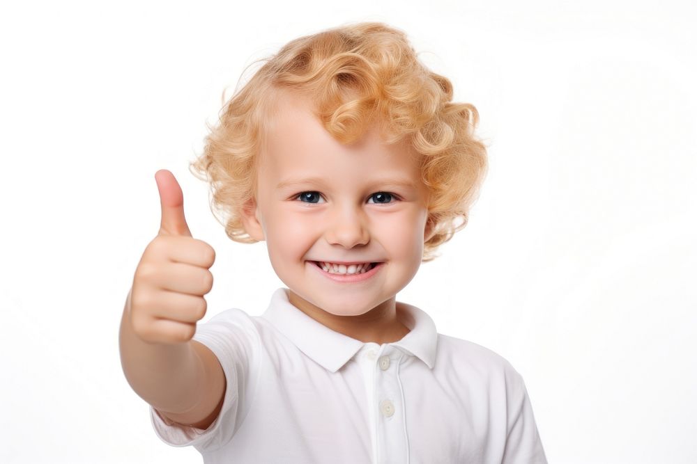 Child portrait finger smile. AI generated Image by rawpixel.