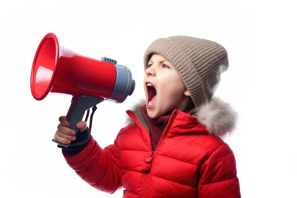 Child shouting white background excitement. AI generated Image by rawpixel.