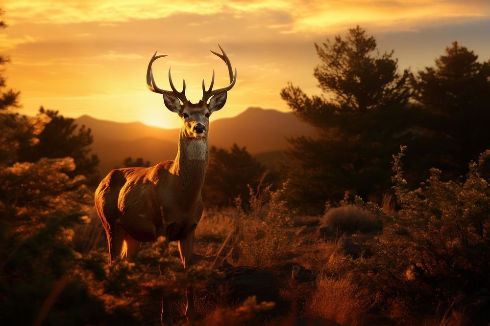Deer wildlife outdoors nature. AI generated Image by rawpixel.