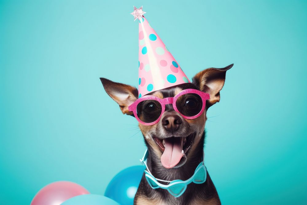 Dog birthday balloon glasses. AI generated Image by rawpixel.