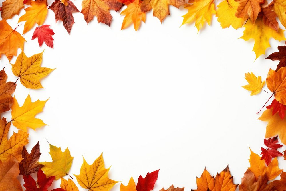 Fall autumn leaves frame backgrounds maple plant. AI generated Image by rawpixel.