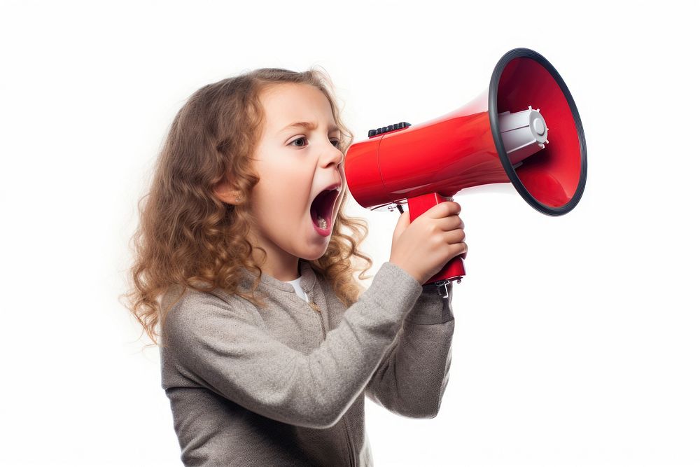 Child shouting girl white background. AI generated Image by rawpixel.