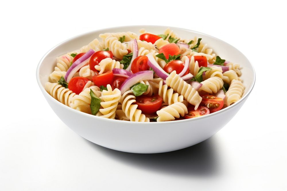 Pasta salad food bowl white background. AI generated Image by rawpixel.