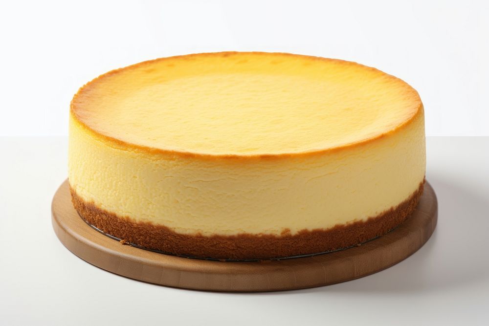 Delicious cheesecake on a wooden platter. Creamy cheesecake with a golden crust. Perfect cheesecake for dessert lovers.…