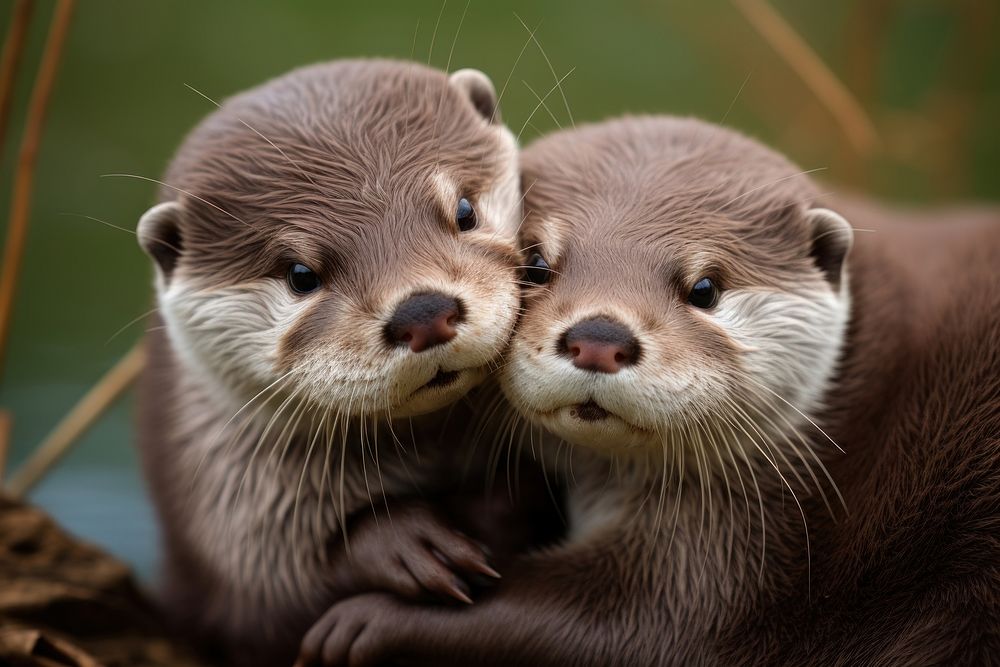 Otters wildlife animal mammal. AI generated Image by rawpixel.