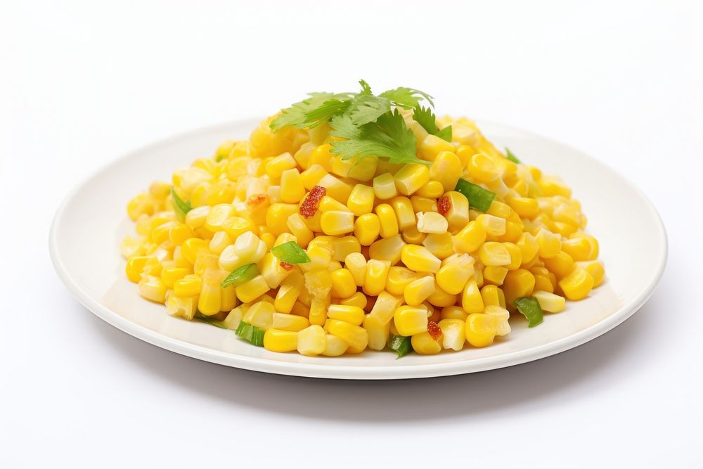 Corn salad plate food white background. AI generated Image by rawpixel.