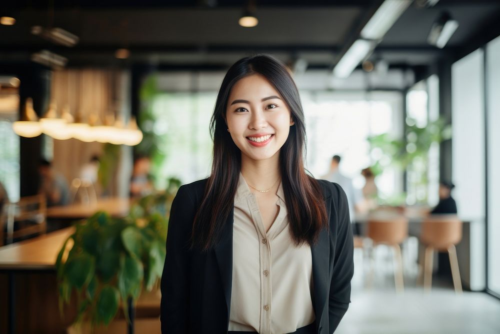 Happy thailand woman smiling standing portrait smile. AI generated Image by rawpixel.