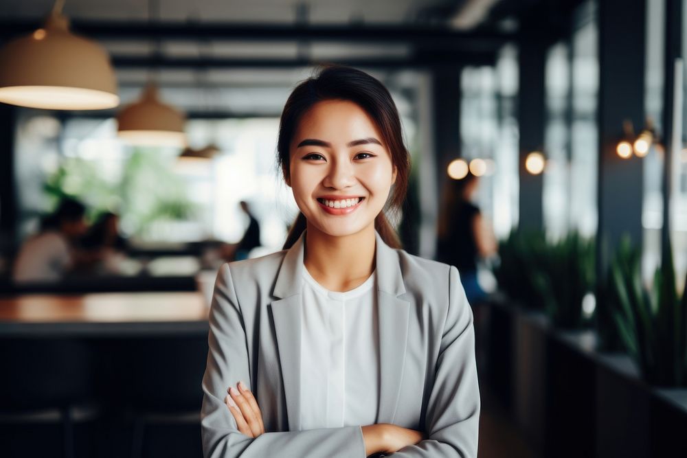 Happy Thailand woman smiling standing portrait adult. AI generated Image by rawpixel.