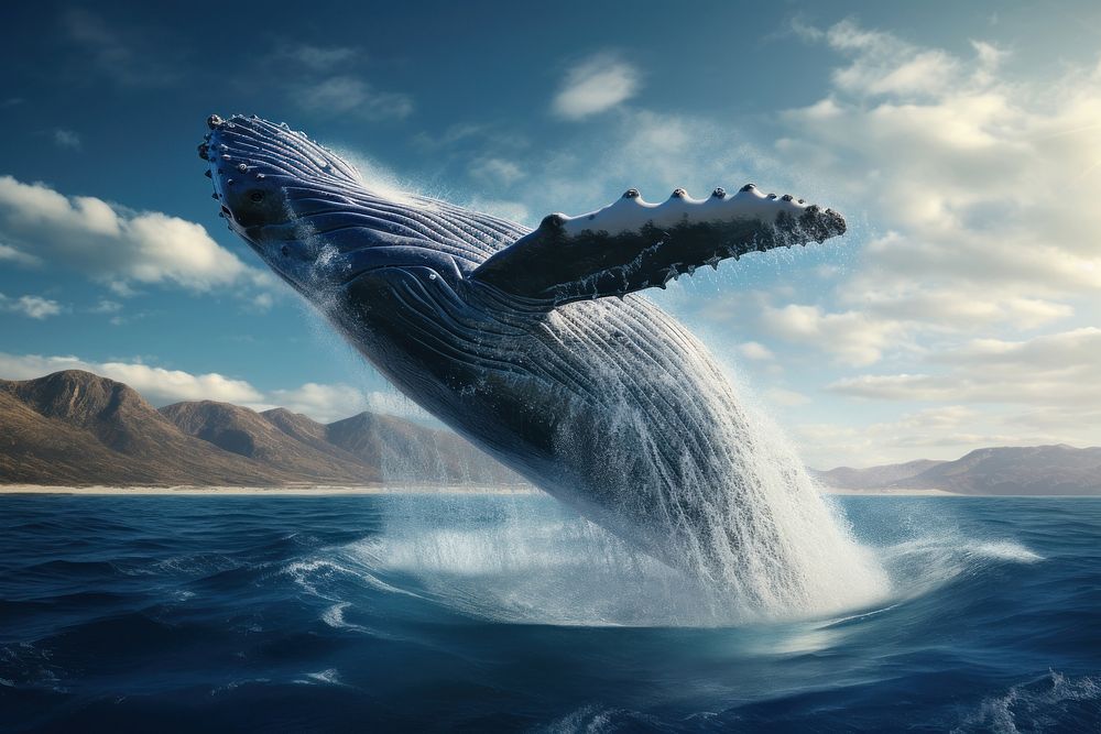 Blue whale animal mammal ocean. AI generated Image by rawpixel.