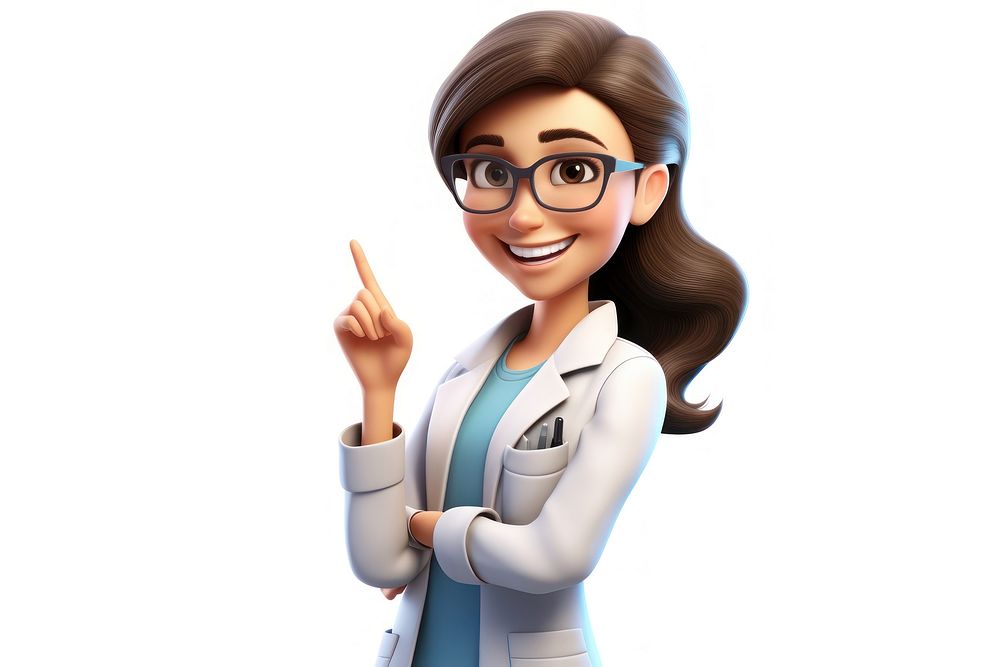 Female dentist cartoon adult white background. AI generated Image by rawpixel.