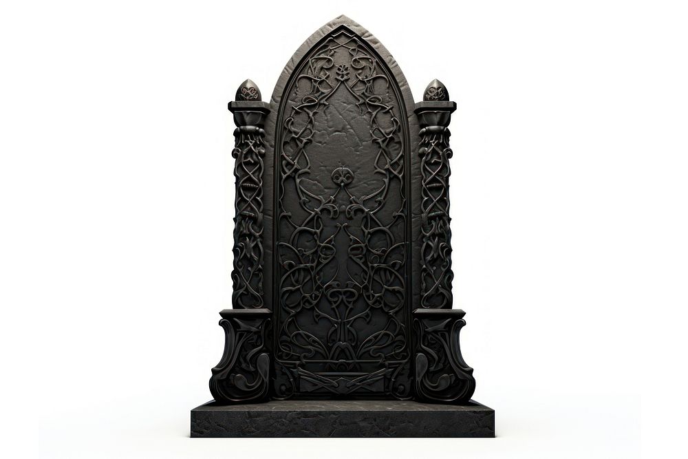 Gothic tombstone black white background. AI generated Image by rawpixel.