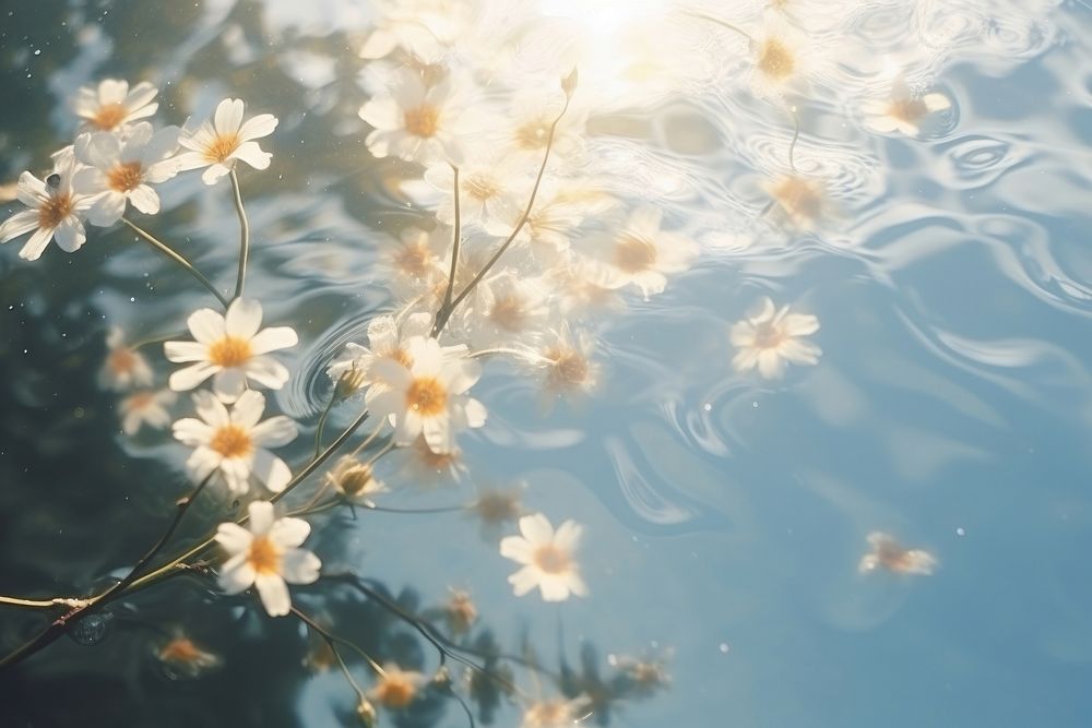 Water flowers backgrounds outdoors blossom. AI generated Image by rawpixel.
