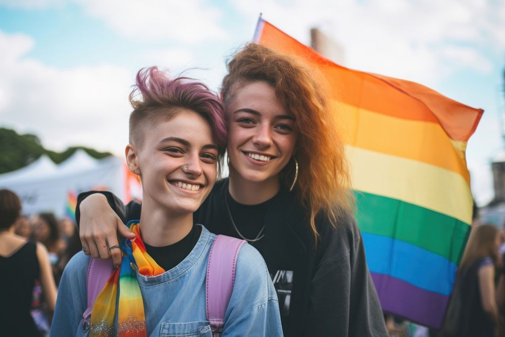 Pride adult smile flag. AI generated Image by rawpixel.