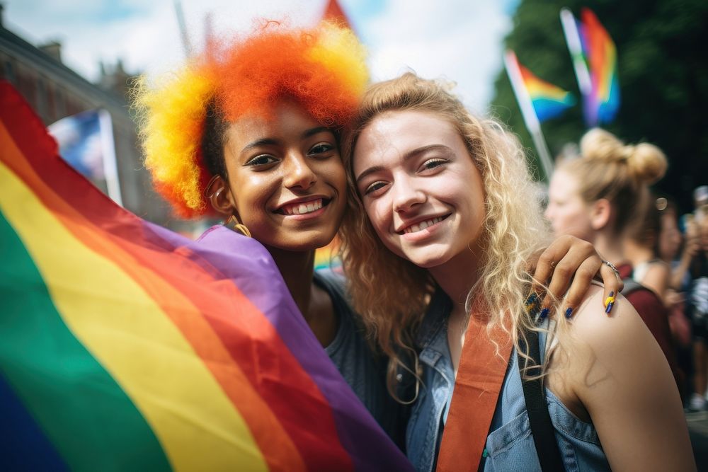 Parade pride adult smile. AI generated Image by rawpixel.