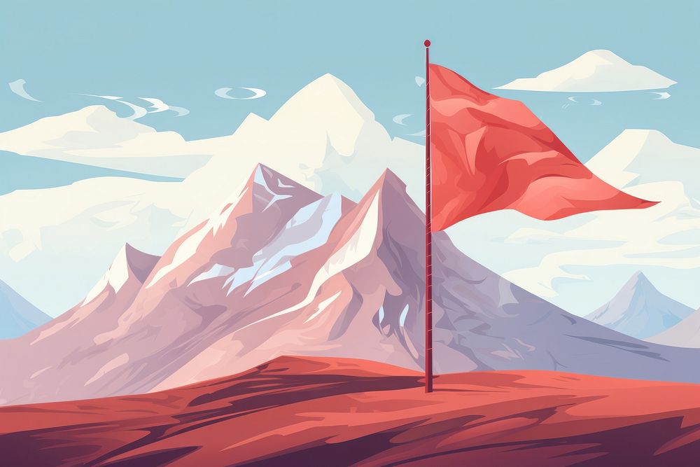 Success illustration mountain flag outdoors. AI generated Image by rawpixel.