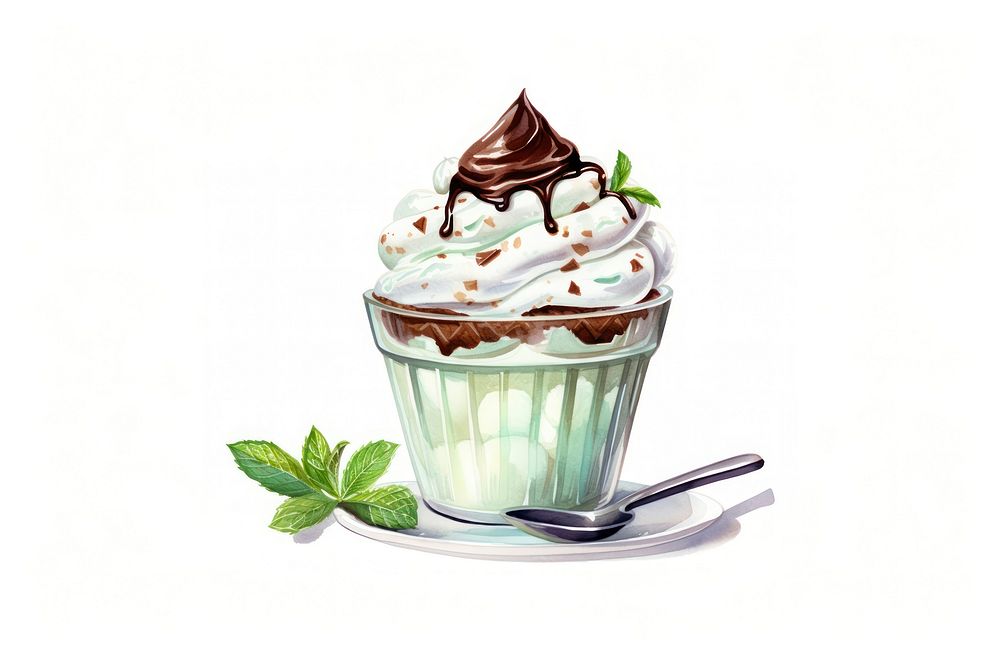 Mint chocolate Ice Cream cream dessert sundae. AI generated Image by rawpixel.