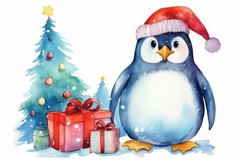 A penguin christmas animal bird. AI generated Image by rawpixel.
