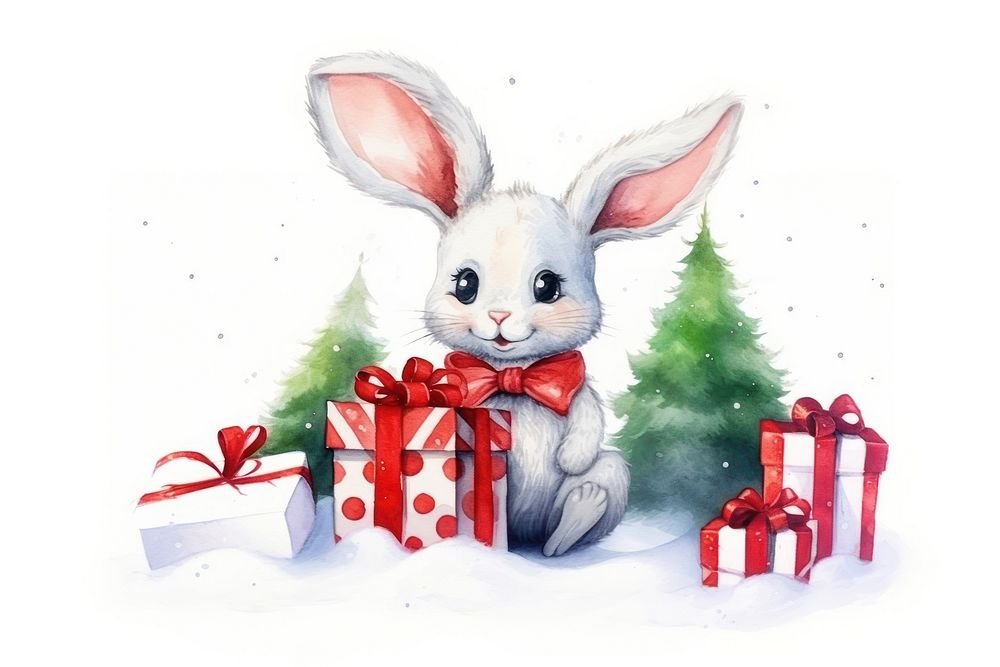 Animal christmas mammal white background. AI generated Image by rawpixel.