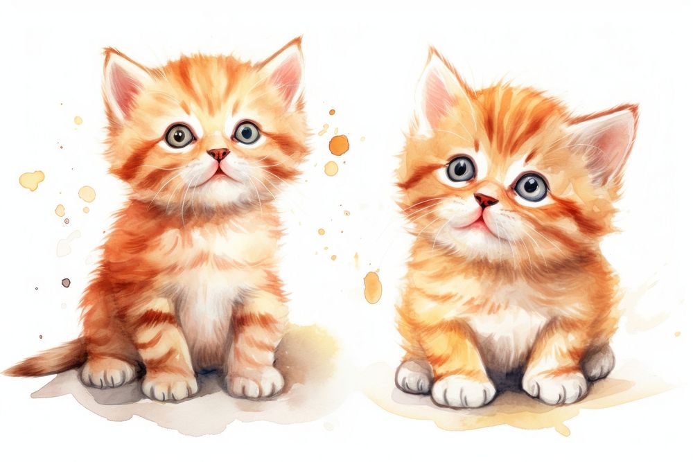 Baby cat cute animal drawing mammal. AI generated Image by rawpixel.