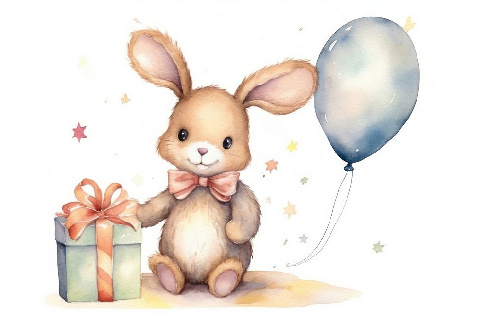 Bunny holding gift balloon toy representation. AI generated Image by rawpixel.