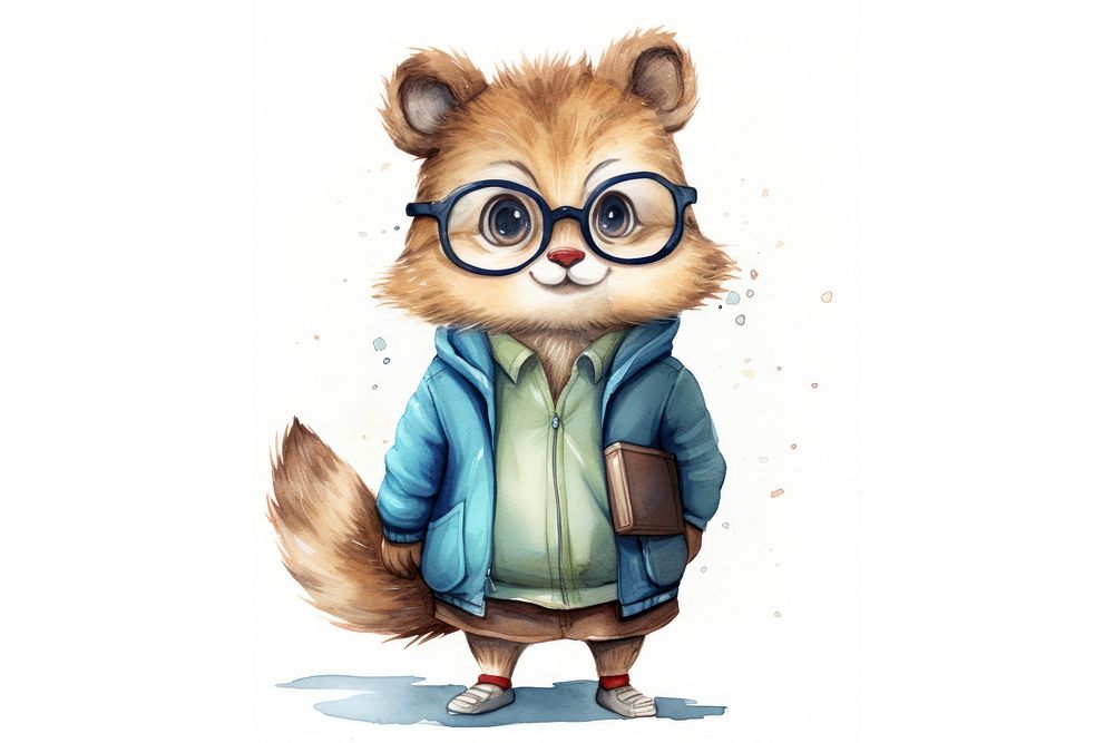 Cute baby animal character portrait cartoon drawing. 