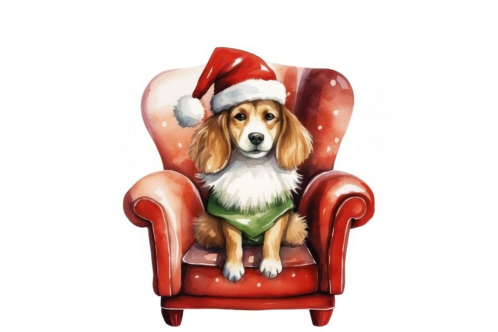 Rabbit wear christmas hat animal chair furniture. AI generated Image by rawpixel.