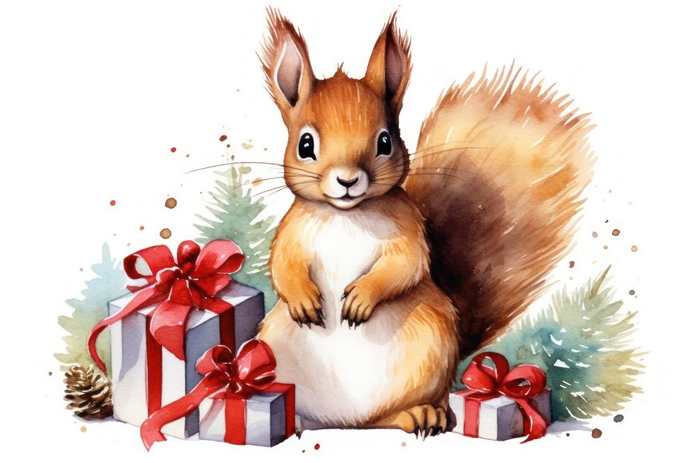 Squirrel animal christmas rodent. AI generated Image by rawpixel.