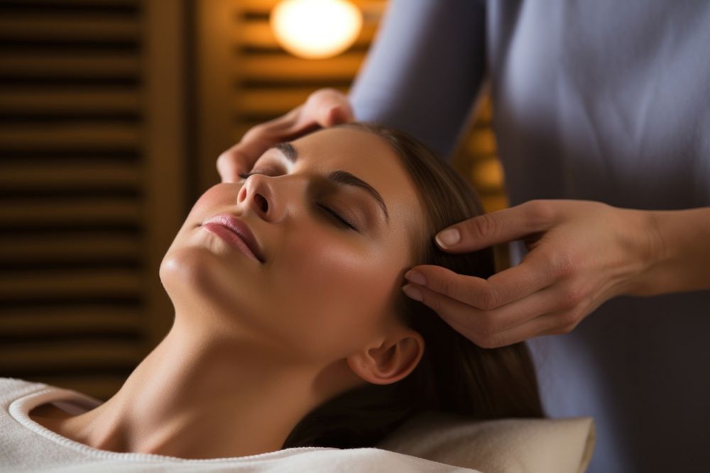Massage adult head spa. AI generated Image by rawpixel.