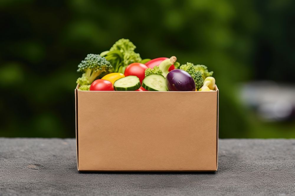 Takeaway food box mockup vegetable cardboard container. 