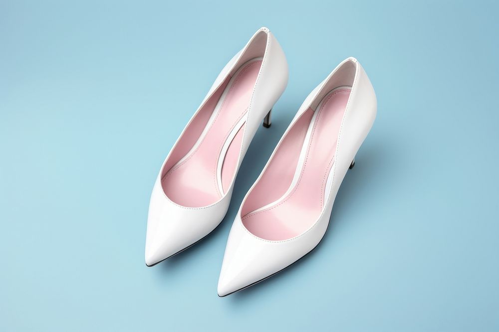 White high heels mockup footwear shoe clothing. 