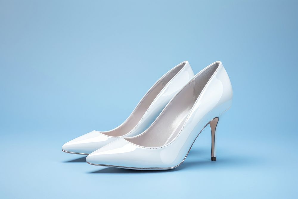 White high heels mockup footwear shoe elegance. 