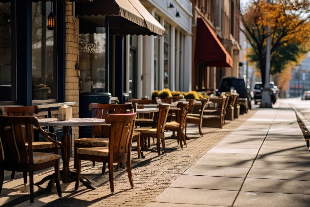 Sidewalk street chair table. 